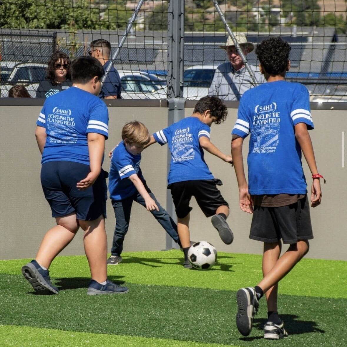 Boys and Girls Club members playing soccer at the new Sahm Family Foundation Sports Complex